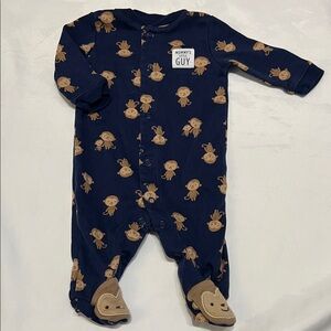 “Bundle 10/$13” Carter's newborn Navy Blue Monkey baby Print Footie sleeper